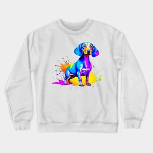 Colorful Dachshund Splatter Art - Playful Canine Delight Crewneck Sweatshirt